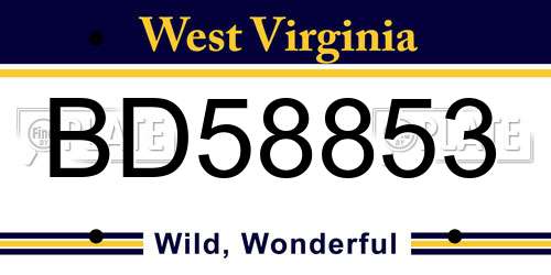 BD58853 West Virginia License Plate