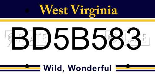 BD5B583 West Virginia License Plate
