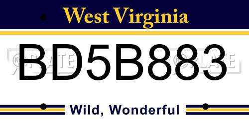 BD5B883 West Virginia License Plate