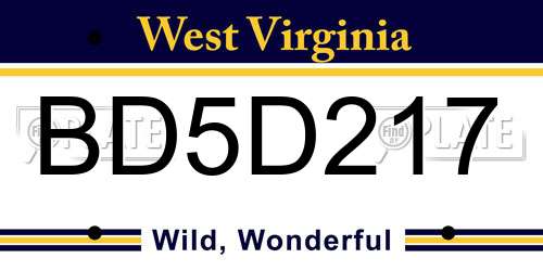 BD5D217 West Virginia License Plate