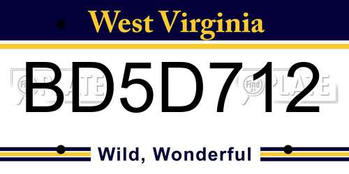 BD5D712 West Virginia License Plate
