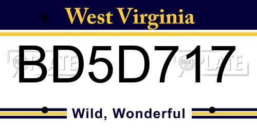 BD5D717 West Virginia License Plate