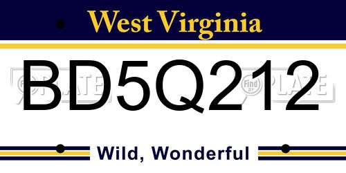 BD5Q212 West Virginia License Plate