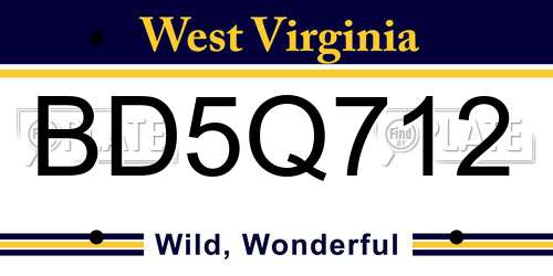BD5Q712 West Virginia License Plate
