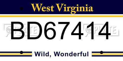 BD67414 West Virginia License Plate