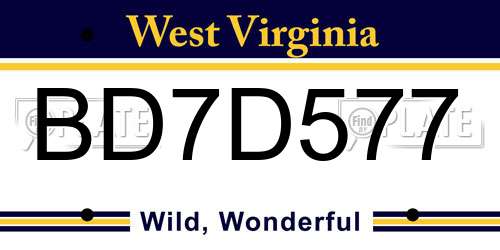BD7D577 West Virginia License Plate