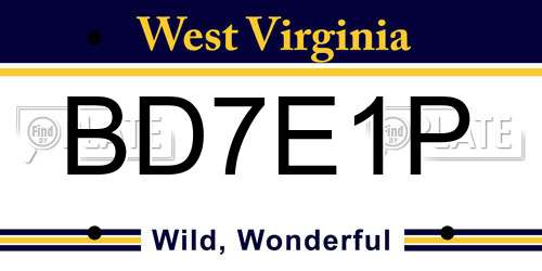 BD7E1P West Virginia License Plate
