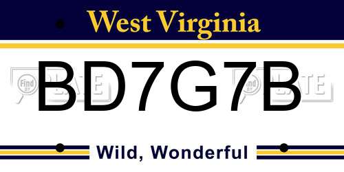 BD7G7B West Virginia License Plate