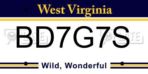 BD7G7S West Virginia License Plate