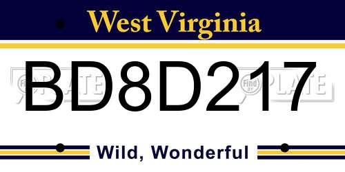 BD8D217 West Virginia License Plate