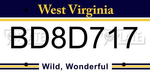 BD8D717 West Virginia License Plate