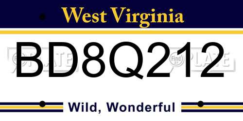 BD8Q212 West Virginia License Plate