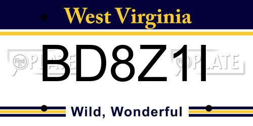 BD8Z1I West Virginia License Plate