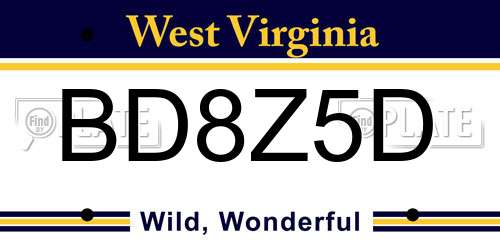BD8Z5D West Virginia License Plate