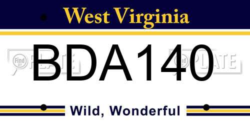 BDA140 West Virginia License Plate