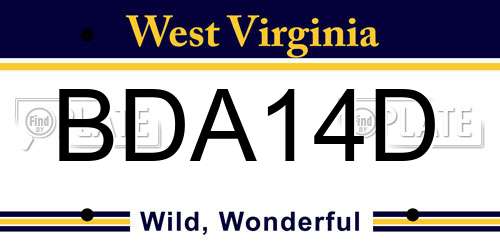 BDA14D West Virginia License Plate
