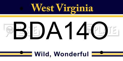 BDA14O West Virginia License Plate