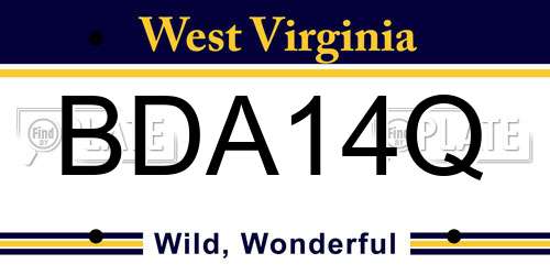 BDA14Q West Virginia License Plate