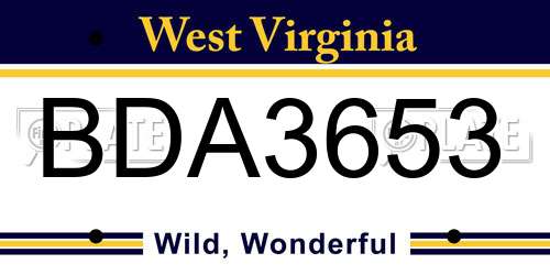 BDA3653 West Virginia License Plate