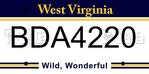 BDA4220 West Virginia License Plate
