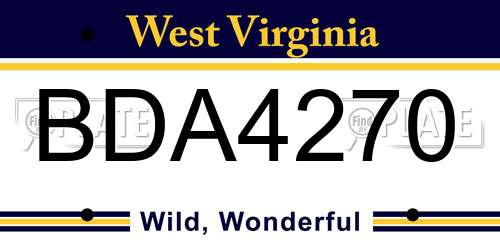 BDA4270 West Virginia License Plate
