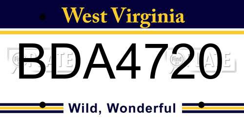 BDA4720 West Virginia License Plate