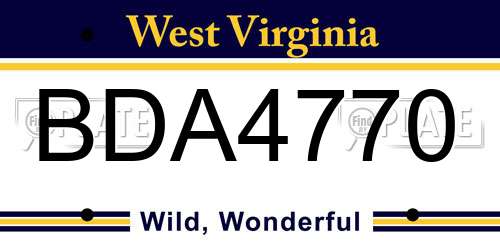 BDA4770 West Virginia License Plate