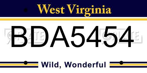 BDA5454 West Virginia License Plate
