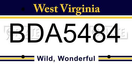 BDA5484 West Virginia License Plate