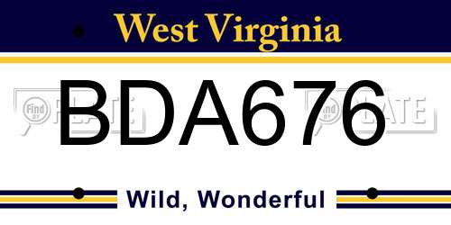 BDA676 West Virginia License Plate