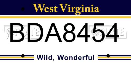 BDA8454 West Virginia License Plate