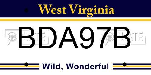 BDA97B West Virginia License Plate