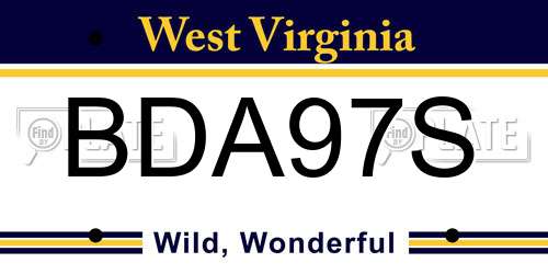BDA97S West Virginia License Plate