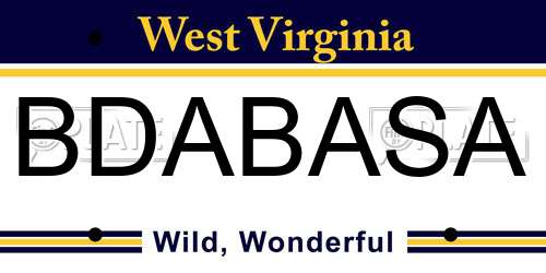 BDABASA West Virginia License Plate