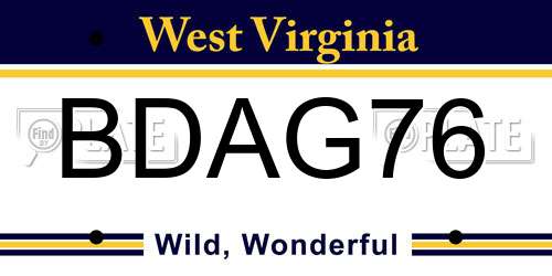 BDAG76 West Virginia License Plate