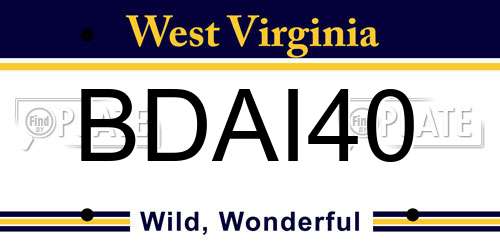 BDAI40 West Virginia License Plate