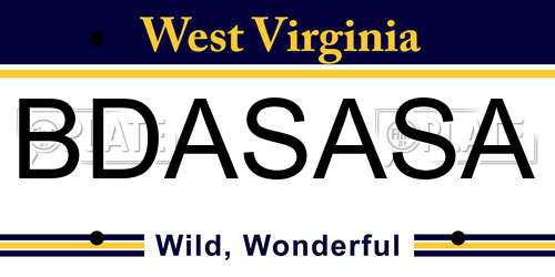 BDASASA West Virginia License Plate
