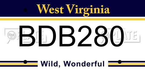 BDB280 West Virginia License Plate