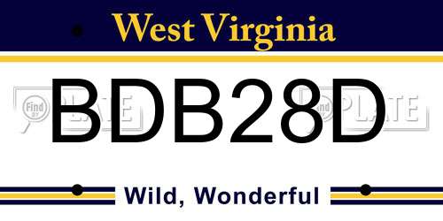 BDB28D West Virginia License Plate