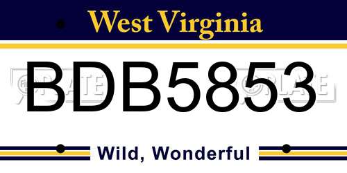 BDB5853 West Virginia License Plate