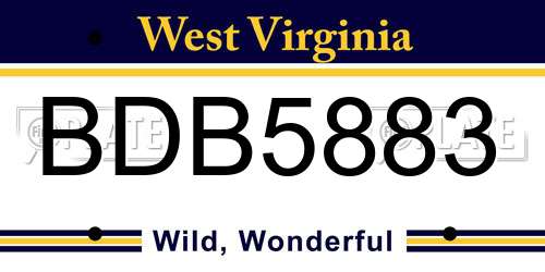 BDB5883 West Virginia License Plate