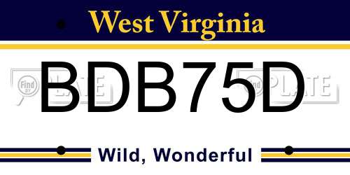 BDB75D West Virginia License Plate