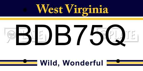 BDB75Q West Virginia License Plate
