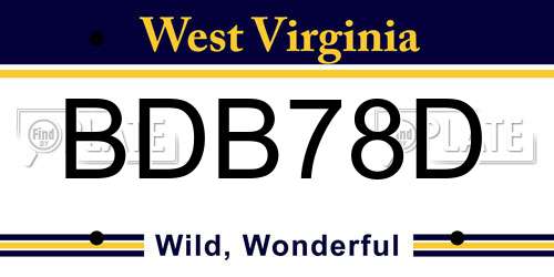 BDB78D West Virginia License Plate