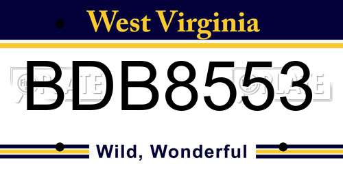 BDB8553 West Virginia License Plate