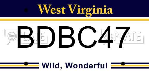 BDBC47 West Virginia License Plate