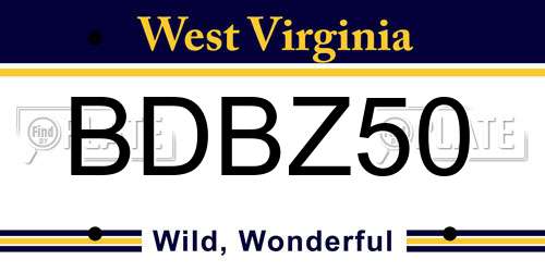 BDBZ50 West Virginia License Plate