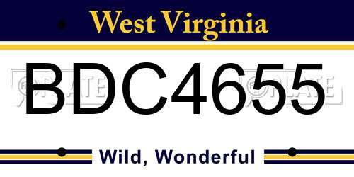 BDC4655 West Virginia License Plate