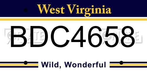 BDC4658 West Virginia License Plate