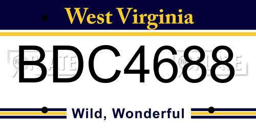 BDC4688 West Virginia License Plate